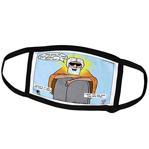 3dRose Rich Diesslin The Cartoon Old Testament - Exodus 34 29 35 Moses Bringing Sexy Back Bible Moses God Fashion Sense Sun Glasses Neat o - Face Masks -fm_19512_2-