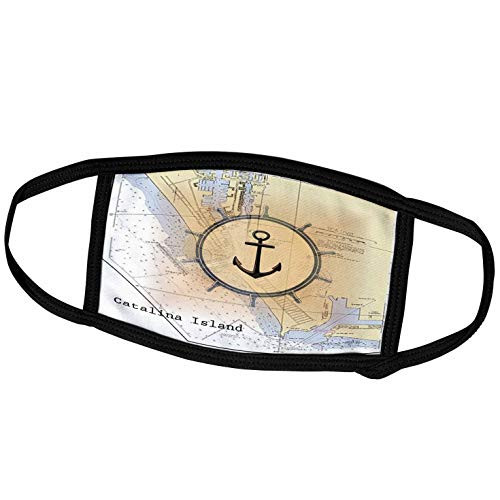 3dRose Florene - Nautical Map Decor - Print of Catalina Island California Chart with Anchor - Face Masks -fm_204860_1- 3dRose Florene - Nautical Map Decor - Print of Catalina Island California Chart with Anchor - Face Masks -fm_204860_1-