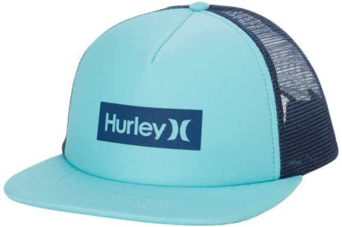 Hurley Men's Baseball Flat Cap - One  and  Only Square Snap-Back Trucker Hat -Green- One Size-