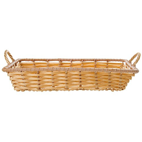 HUBERT Natural Colored Basket with Handles - 16inchL x 11inchW x 3inchH