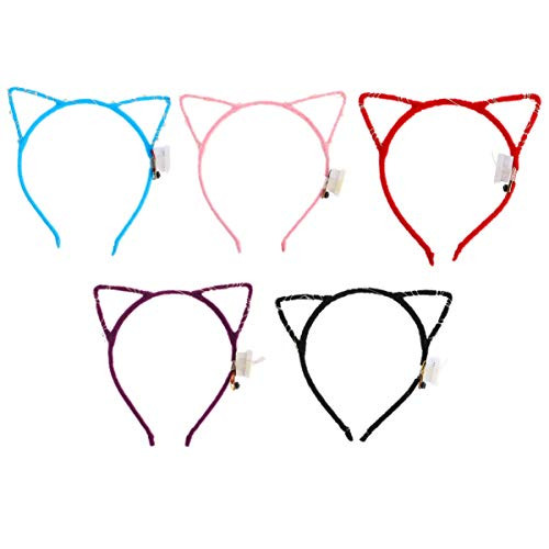 Minkissy 10pcs LED Cat Ears Headband Shiny Kitty Hair Hoops Animal Ears Hair Accessories for Girls Halloween Birthday Cosplay Costume Party