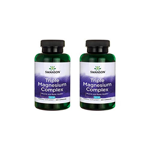 Swanson Triple Magnesium Complex Absorption Bone and Mood Health Citrate Oxide and Aspartate Combination Supplement 400 mg 300 Capsules -2 Pack-