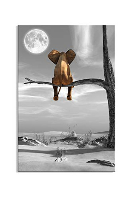Canvas Wall Art Animal Resting Elephant Look at The Moon Wall Pictures Giclee Wall Decor on Canvas Stretched Artwork Living Room Bedroom Ready to Hang Canvas Wall Art Animal Resting Elephant Look at The Moon Wall Pictures Giclee Wall Decor on Canvas Stretched Artwork Living Room Bedroom Ready to Hang
