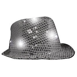 blinkee LED Flashing Fedora Hat with Silver Sequins by
