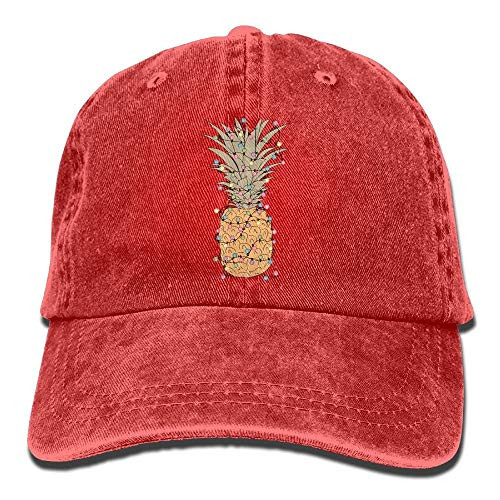 QNCNWI Unisex Holiday Lights Pineapple Dad Hats Casquette Denim Cotton Baseball Cap Hat Black