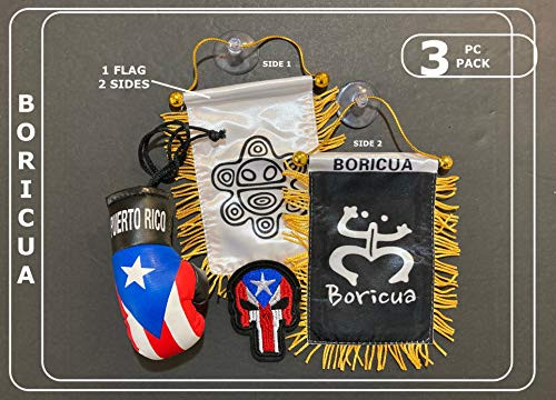 Puerto Rico Boxing gloves flags for car accessories sticker decals Puerto Rican PR banderas para autos small mini Banner hanging window car flags accessory for men women -PR Combo 6-