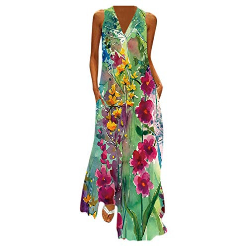 Dress for Women Butterfly Casual Sleeveless Pockets Summer Long Maxi Dress Fashion V Neck Loose Boho Beach Sundress H-Green Dress for Women Butterfly Casual Sleeveless Pockets Summer Long Maxi Dress Fashion V Neck Loose Boho Beach Sundress H-Green