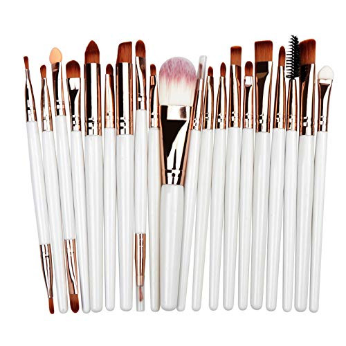 Makeup Brush Set- Professional Makeup 20Pcs Tools Premium Synthetic Foundation Powder Blush Shadow Brushes Concealers Eye Cosmetics Make Up Brushes Kit Beginner Full Set -WhitePlusgold-