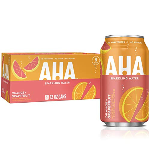 AHA Sparkling Water- Orange Grapefruit Flavored Water- Zero Calories- Sodium Free- No Sweeteners- 12 fl oz- 8 Pack