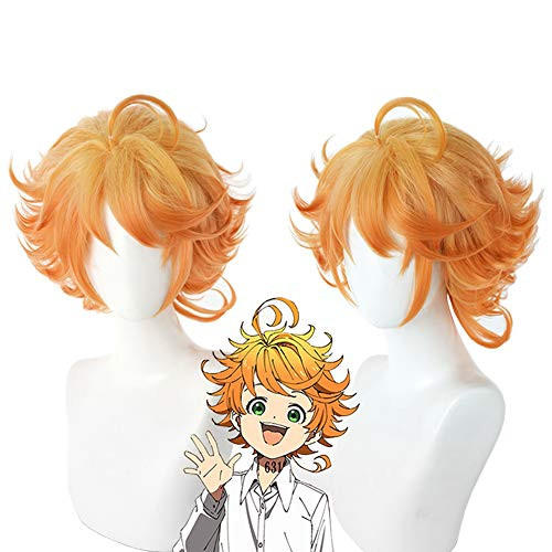 Promised Neverland Costume Halloween Wigs Soyusunny Cosplay Wig Short Orange Curly -Emma-