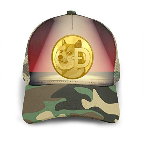 nigclor Dogecoin Coin Hat Adjustable Baseball Cap Mesh Trucker Hats Dad Caps Moss Green