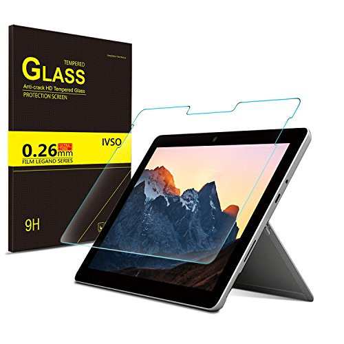 IVSO Screen Protector for New Microsoft Surface Go, [Scratch-Resistant] [No-Bubble ] 9H Hardness HD Clear Tempered Glass Screen Protector for New Microsoft Surface Go 10 inch 2018 Released Tablet