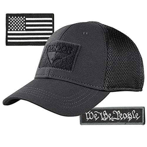 Condor MESH Fitted Cap Bundle -We The People  and  USA- - Black - Large/XL