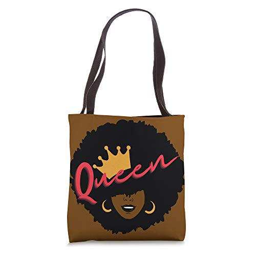 African American Black Queen Woman Natural Hair Afro Crown Tote Bag
