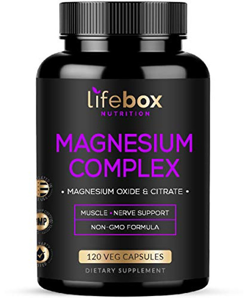 Magnesium Citrate Capsules Complex  Maximum Strength High Absorption 500 MG  Helps Support Energy- Sleep- Stress Relief- Bone Health  and  Muscle Relaxation - 120 Capsules