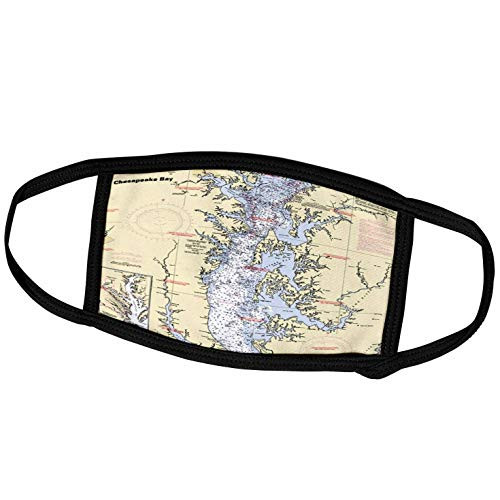 3dRose Face Mask Medium- Print of Nautical Chart Chesapeake Bay