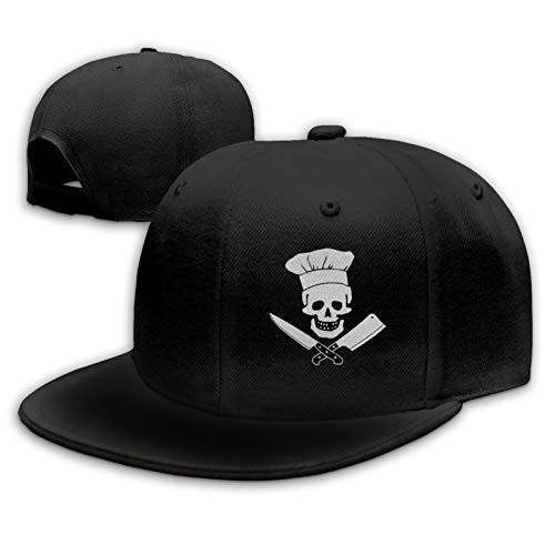 Skull-Chef Cooking Skull Hat Grill Master Baseball Cap Flat Bill Hats Snapback Hat Brim for Men Women Adjustable Black Skull-Chef Cooking Skull Hat Grill Master Baseball Cap Flat Bill Hats Snapback Hat Brim for Men Women Adjustable Black