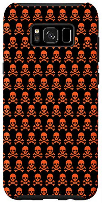 Galaxy S8Plus Orange Poison Skull Crossbones Halloween Design Black Phone Case