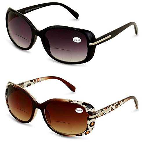 2 Pairs Women Bifocal Reading Sunglasses Reader Glasses Cateye Vintage Outdoor -2 Pairs -Black/Leopard-- 2.00- 2 Pairs Women Bifocal Reading Sunglasses Reader Glasses Cateye Vintage Outdoor -2 Pairs -Black/Leopard-- 2.00-