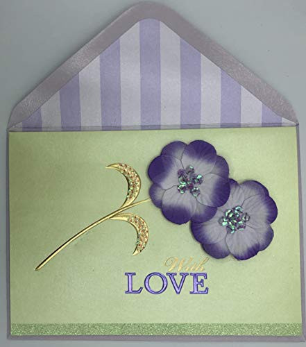 Papyrus - Mother's Day Card - Two Purple Flowers with Purple Butterfly Trinket
