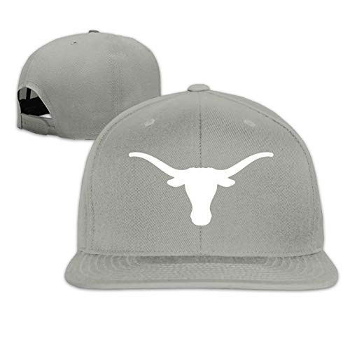 XIUAHSSkkk Texas Longhorns Logo Unisex Flat Brim Baseball Cap Snapback Hat Sunscreen Trucker Dad caps Gray