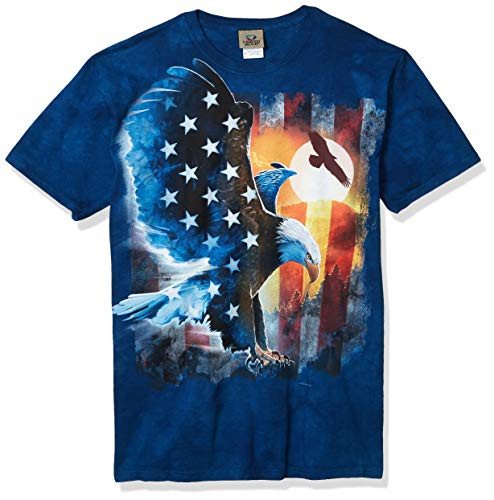 Liquid Blue Men's Soaring American Eagle T-Shirt- Tie Dye- X-Large