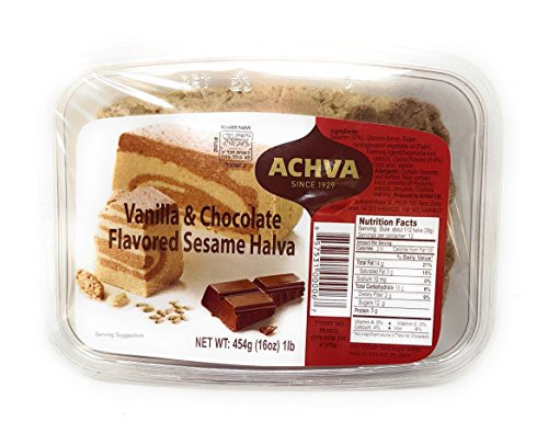Achva Flavored Sesame Halva 1 LB (Chocolate & Vanilla)