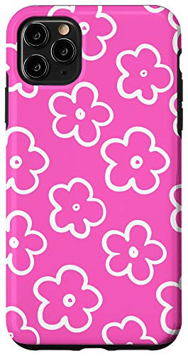 iPhone 11 Pro Max Cute Flower Pattern Wildflower Bright Pink and White Floral Case