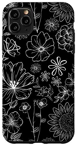 iPhone 11 Pro Max Black and White Wildflower Pattern Case