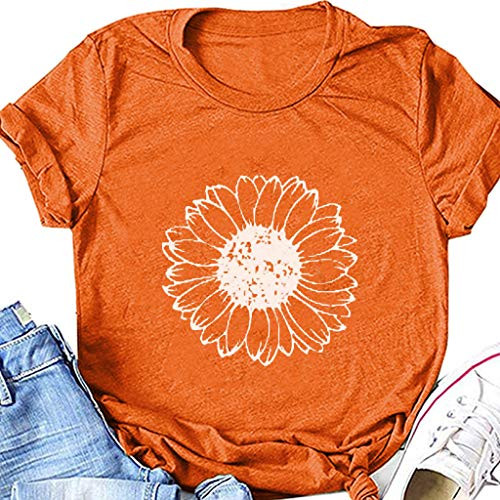 AODONG Shirts for Women with Sayings Shirts for Women Fashion Round Neck Printing Print Tee Shirt Casual Short Sleeve T-Shirt Top Blouses Orange AODONG Shirts for Women with Sayings Shirts for Women Fashion Round Neck Printing Print Tee Shirt Casual Short Sleeve T-Shirt Top Blouses Orange