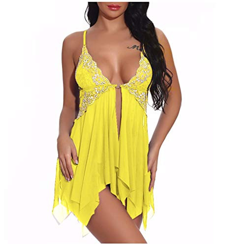 Lingerie for Women Front Closure Babydoll Sexy Nightgowns for Bride Lace Chemise Lingerie Nighty Yellow Lingerie for Women Front Closure Babydoll Sexy Nightgowns for Bride Lace Chemise Lingerie Nighty Yellow