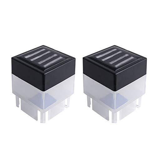 Solar Post Lights Outdoor- Waterproof LED Post Cap Lights for Wooden Posts- Square Black Landscape Post Lamp for Deck- Patio- Fence Decorations -1.97x1.97x2.76- 2PC B-