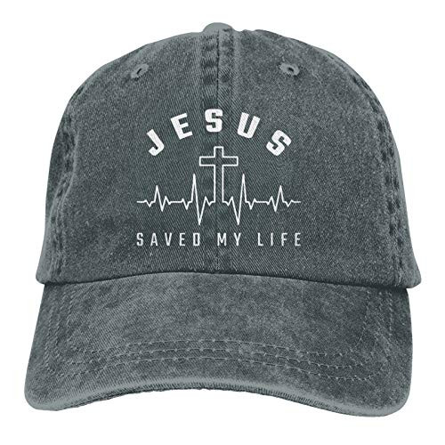 Cellova Jesus Saved My Life Hat-Religious Christian Baseball Cap Washed Cotton Denim Dad Hat for Men Women