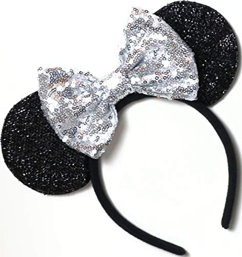 CL GIFT Silver Mickey Ears, Sparkly Mickey Ears, Silver Minnie Ears, Rainbow Ears, Minnie Ears, Rose Gold Mickey