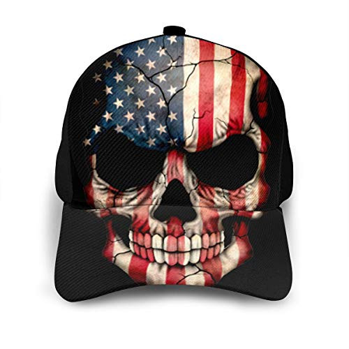 Classic Baseball Cap American Flag Skull Men Women Golf Hats Adjustable Plain Cap Black