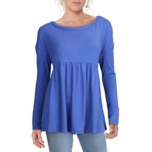 Free People Women's Medium Forever Your Girl Bluebelle Babydoll Top Blue