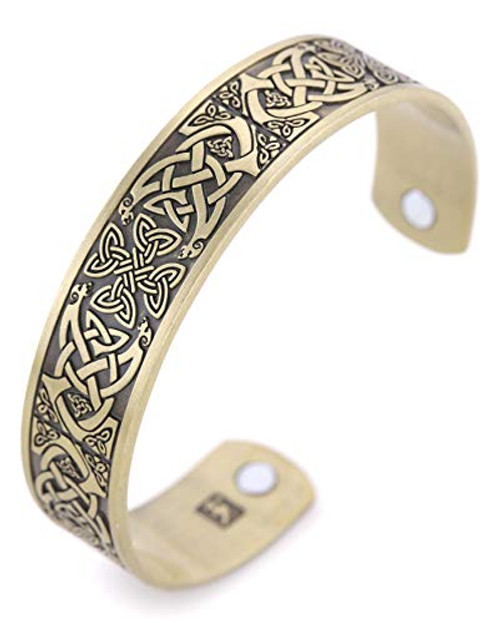 TEAMER Magnetic Bracelet Celtic Knot Irish Cross Health Care Therapy Engraved Cuff Bangle for Men -Antique Bronze- TEAMER Magnetic Bracelet Celtic Knot Irish Cross Health Care Therapy Engraved Cuff Bangle for Men -Antique Bronze-