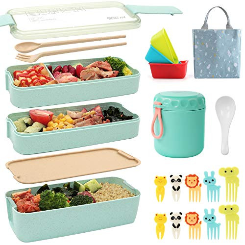 Ozazuco Bento Box Japanese Lunch Box-3-In-1 Compartment - Wheat Straw- Leakproof Eco-Friendly Bento Lunch Box Meal Prep Containers for Kids and Adults Ozazuco Bento Box Japanese Lunch Box-3-In-1 Compartment - Wheat Straw- Leakproof Eco-Friendly Bento Lunch Box Meal Prep Containers for Kids and Adults
