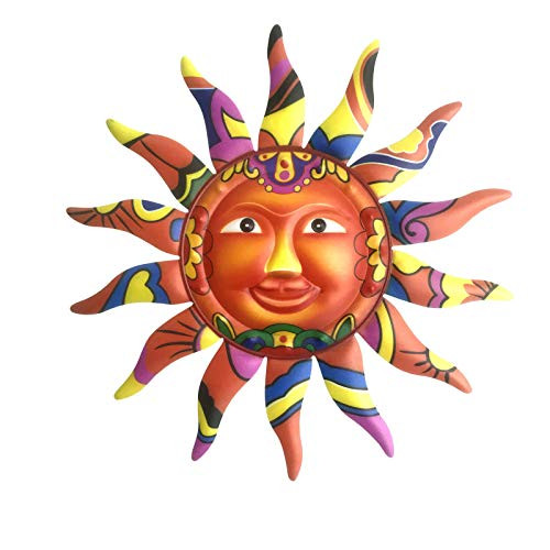 uycgcheng Sun Wall Decor- 12.7 Inch Metal Sun Wall Art Decor Hanging For Indoor Outdoor Home Garden Decor -Orange-