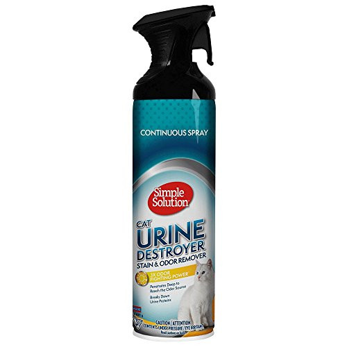 Simple Solution Cat Urine Destroyer | Continuous Spray Cat Stain and Odor Remover | Breaks Down Cat Urine to Neutralize Stain and Odor | Prevents Repeat Marking | 17 Ounces