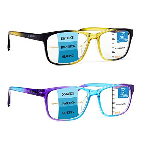 Progressive Multifocus Reading Glasses Stylish Blue Light Blocking for Women Men No Line Multifocal Readers with Spring Hinge