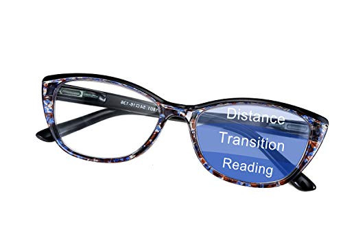 FEISEDY Progressive Multifocus Blue Light Blocking Reading Glasses Multifocal Readers with Spring Hinge B2675 -2.5- Blue-