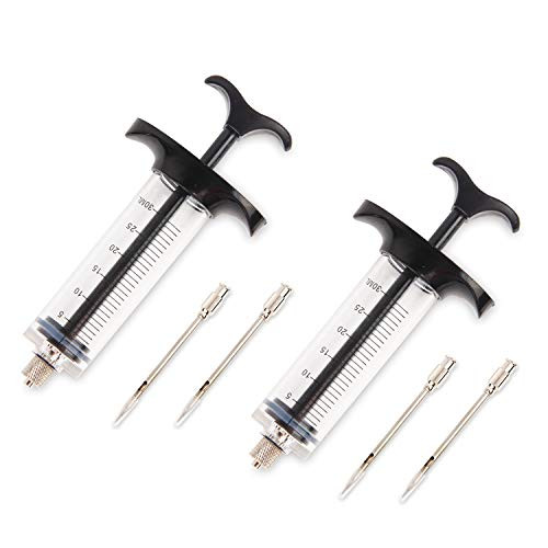 Meat Injector Syringe Plastic Marinade Injector for Smoker Marinade Flavor Injector with Screw-on Meat Needle 1-oz Flavoring Tool for Meat- Beef- Poultry Or Fruits Dishwasher Safe Smoker Accessories