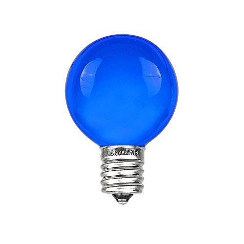 Novelty Lights 25 Pack G30 Outdoor Globe Replacement Bulbs, Blue, C7/E12 Candelabra Base, 5 Watt