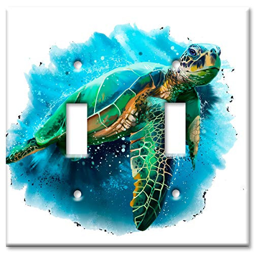 Art Plates Brand Double Gang Toggle Switch/Wall Plate - Sea Turtle Painting