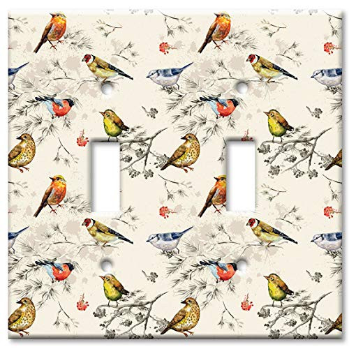 Art Plates Brand Double Gang Toggle Switch/Wall Plate - Seamless Birds