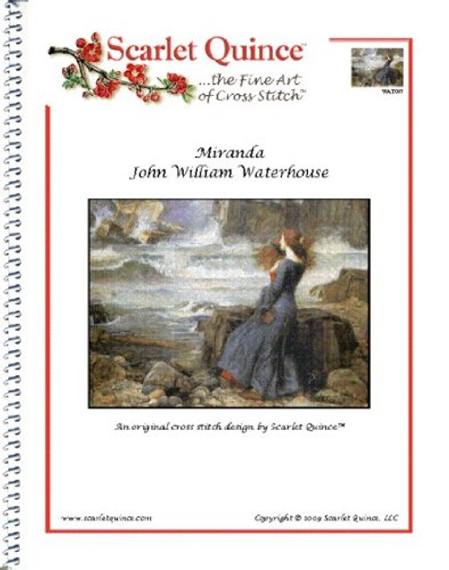 Scarlet Quince WAT007 Miranda by John William Waterhouse Counted Cross Stitch Chart- Regular Size Symbols Scarlet Quince WAT007 Miranda by John William Waterhouse Counted Cross Stitch Chart- Regular Size Symbols