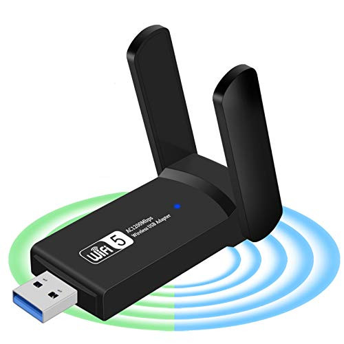 USB WiFi Adapter for PC 1200Mbps Wireless Network Adapter WiFi Dongle Stick for Desktop Dual Band 2.4GHz/300Mbps 5.8GHz/867Mbps USB 3.0 Compatible with Win XP/7/8/10/vista- Mac 10.6-10.15- Linux