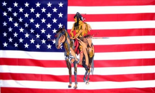 AZ FLAG USA with Indian and Horse Flag 3' x 5' - US - American Flags 90 x 150 cm - Banner 3x5 ft