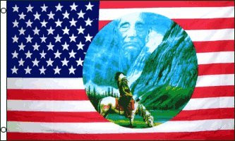 AZ FLAG USA Riding Indian Circle Flag 3' x 5' - American Indians Flags 90 x 150 cm - Banner 3x5 ft